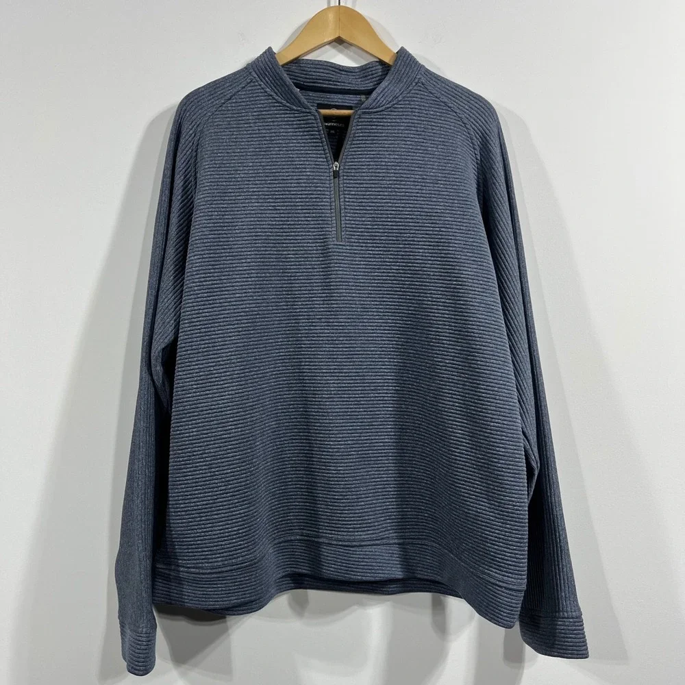Swannies Golf Mens XXL Blue Ribbed Quarter Zip Pullover‎ Performance Sweatshirt